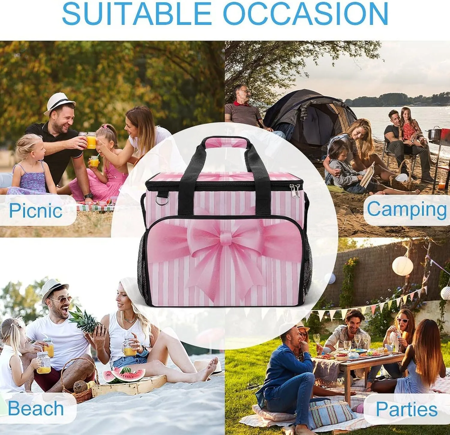 Vintage Truck with Gnomes Camping Cooler Bags Insulated Beach Cooler Portable Leak Proof Camping Cooler with Shoulder Strap
