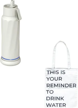 Vita Insulated Smart Water Bottles with Straw White White Bag Bundle
