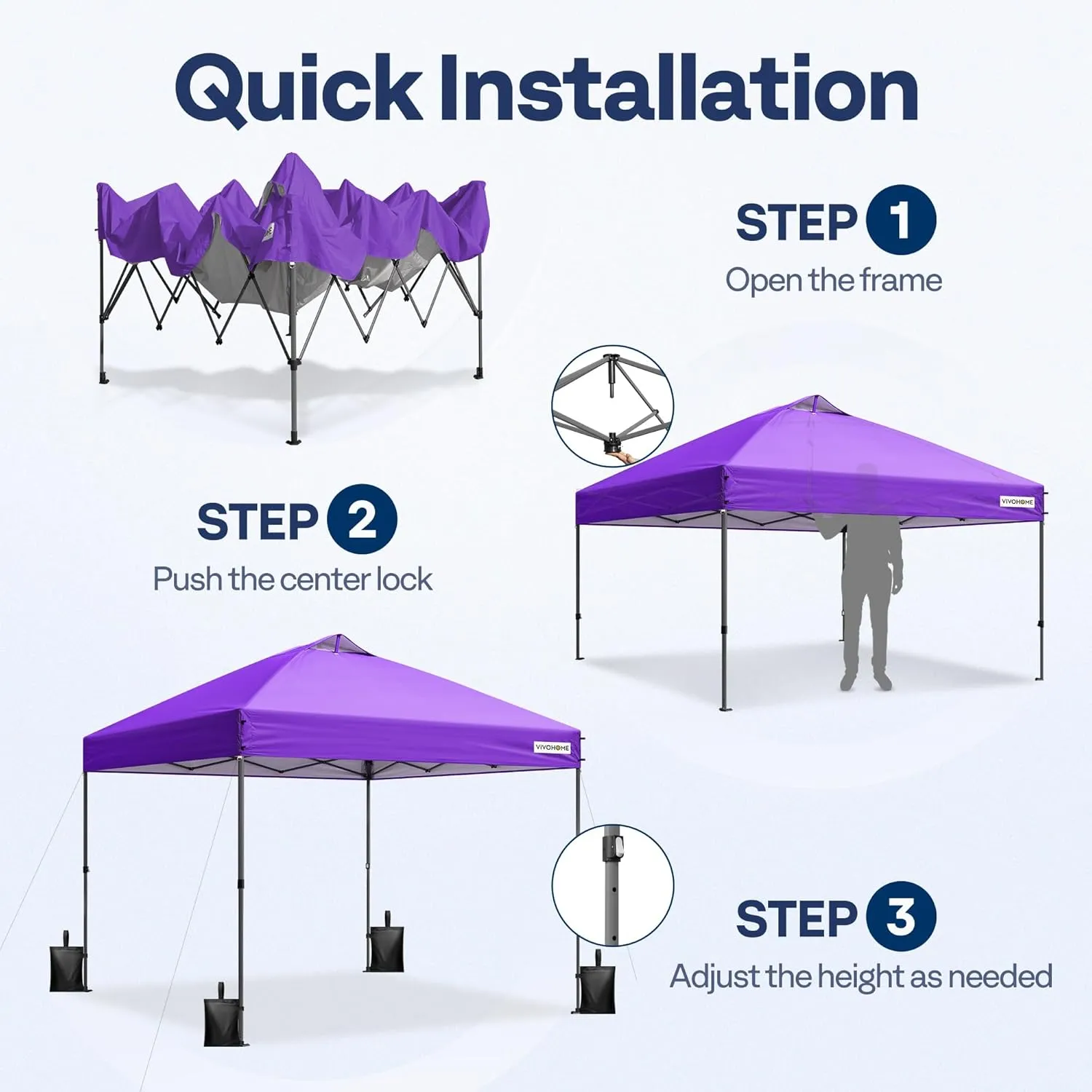 VIVOHOME 8x8ft Pop Up Canopy Tent with Logo One Push Setup Outdoor Portable Shelter Tent Heavy Duty with Wheel Carry Bag and 4 Sandbags, Red