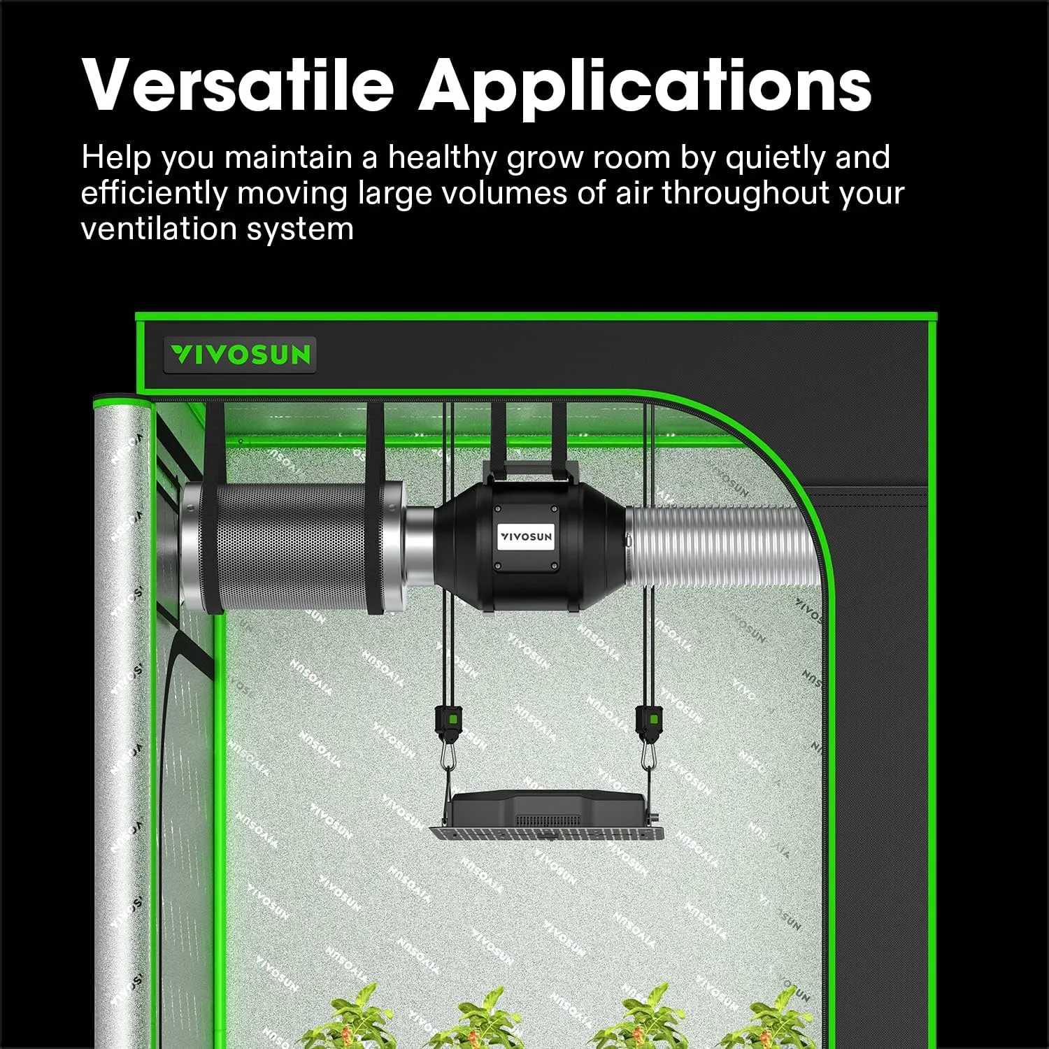 VIVOSUN R8 8 Inch 720 CFM Inline Duct Ventilation Fan with Variable Speed Controller for Grow Tent