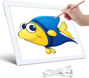 VKTEKLAB Tracing Light Box for Drawing, Rechargeable A4 LED Light Pad, 5-Level Brightness, Type-c Charging Port, Portable Light Board for Tracing- White