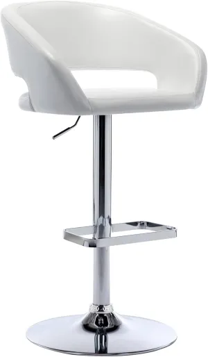 Vogue Furniture Direct Adjustable Bar Stool with Hollow Back and Arms, Modern PU Leather Swivel Barstool, Airlift Counter Height Bar Chair for Kitchen Dining Room (Pearl White)