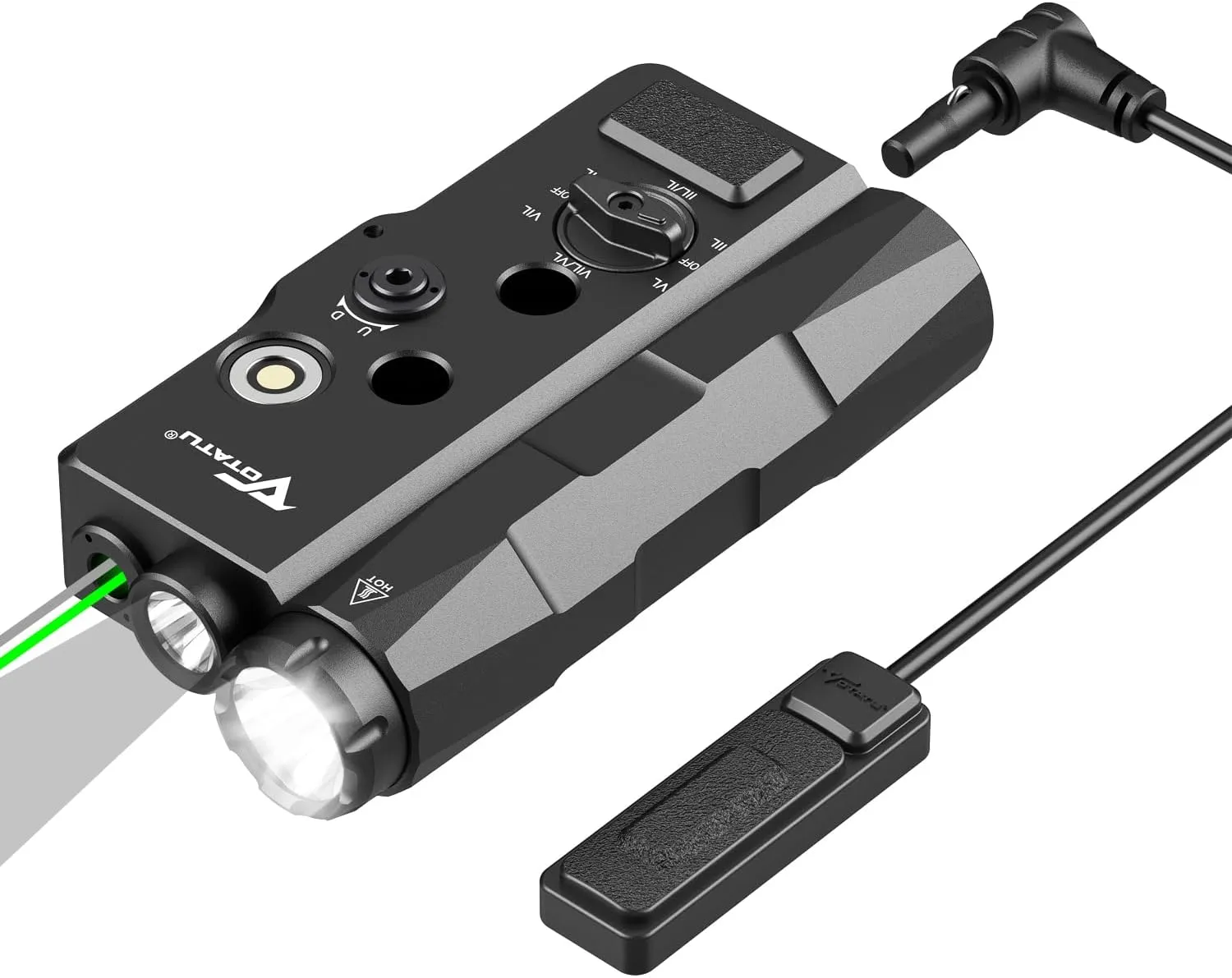 VOTATU V848 Green/IR Laser & 1700LM Flashlight/IR Illuminator Combo, Multi-Mode Display Screen Weapon Light Laser for Rifle and Shotgun Compatible with Mlok Picatinny Rail