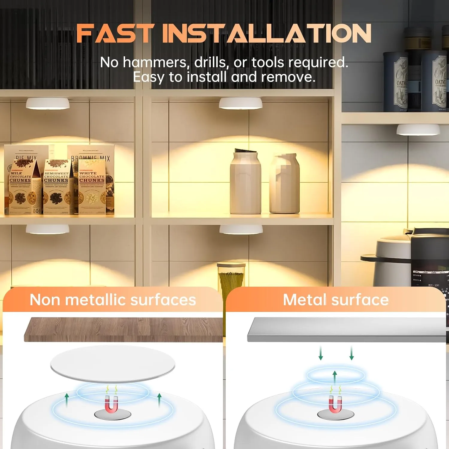 Warm Color LED Closet Lights Wireless Motion Sensor Puck Light, USB Rechargeable Battery Operated Puck Lights with Remote, Dimmable Under Cabinet Counter Lighting for Wardrobe Kitchen (6 Pack)
