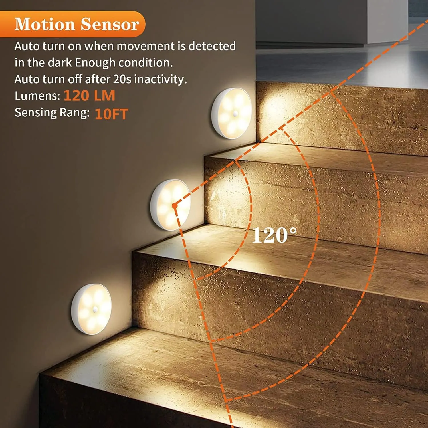 Warm Color LED Closet Lights Wireless Motion Sensor Puck Light, USB Rechargeable Battery Operated Puck Lights with Remote, Dimmable Under Cabinet Counter Lighting for Wardrobe Kitchen (6 Pack)