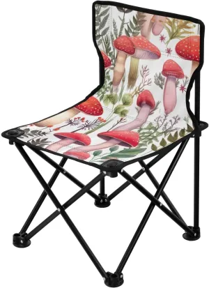 Watercolor Mushrooms Portable Outdoor Folding Chair Anti-Slip Padded Oxford Cloth Stool Camping Chair Small for Beach Hiking Fishing Gardening Quad Camp Chair