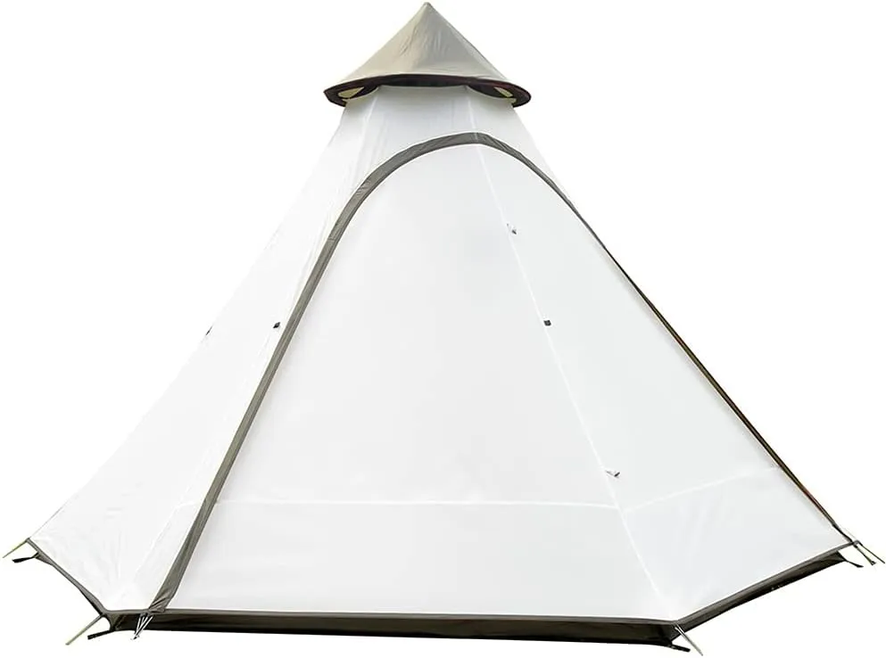 Waterproof Camping Pyramid Teepee Tent Adult Tent Waterproof Double Layers Indian Tent Yurt Tent Tower Post Bell Tent for Outdoor Family Trip