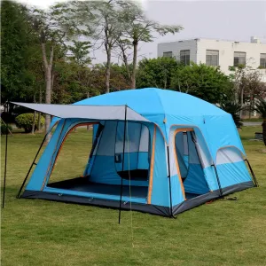 Waterproof Camping Tent,Family Tent with 3 Room 8-12 Person Large Tent 2 Bedroom Family Tent & Sun Shelter,Festival Essential for Outdoor Garden, Blue