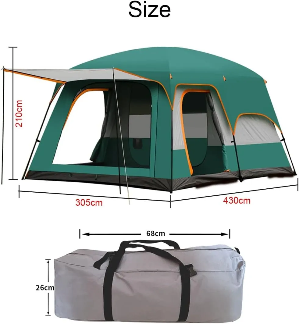 Waterproof Camping Tent,Family Tent with 3 Room 8-12 Person Large Tent 2 Bedroom Family Tent & Sun Shelter,Festival Essential for Outdoor Garden, Blue