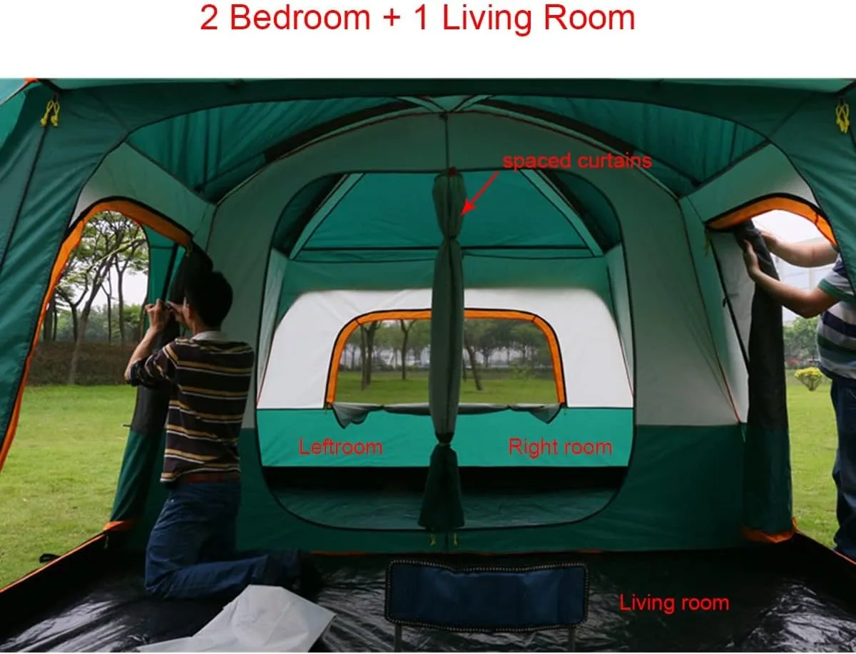 Waterproof Camping Tent,Family Tent with 3 Room 8-12 Person Large Tent 2 Bedroom Family Tent & Sun Shelter,Festival Essential for Outdoor Garden, Blue