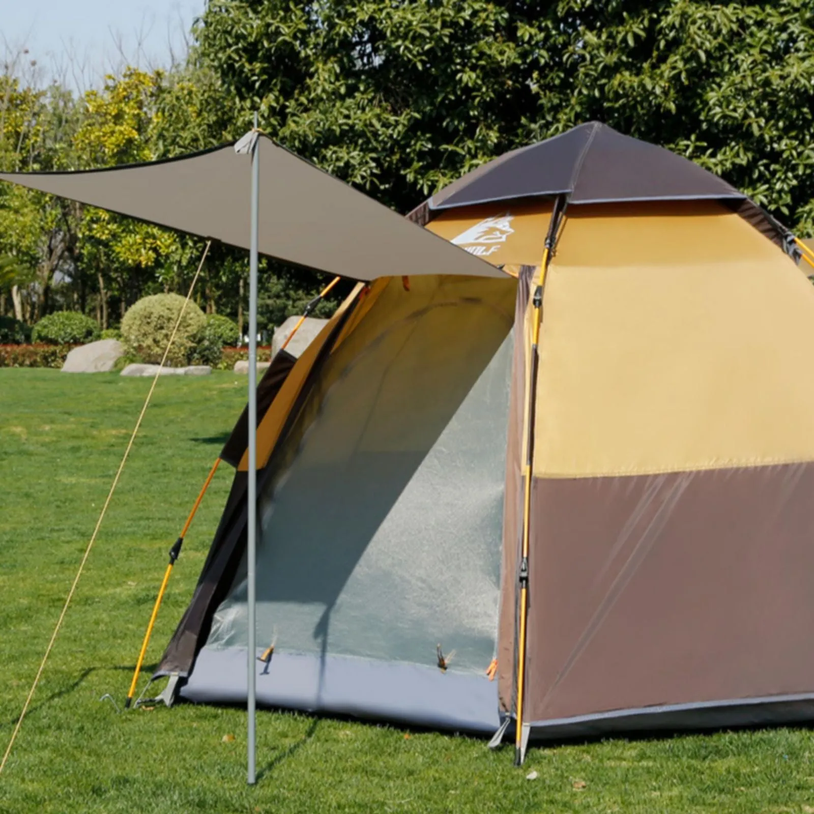 Waterproof Instant Camping Tent 4/5/6 Person Easy Quick Setup Dome Hexagonal Family Tents for Camping, Double Layer Flysheet Can be Used as Beach Shelter
