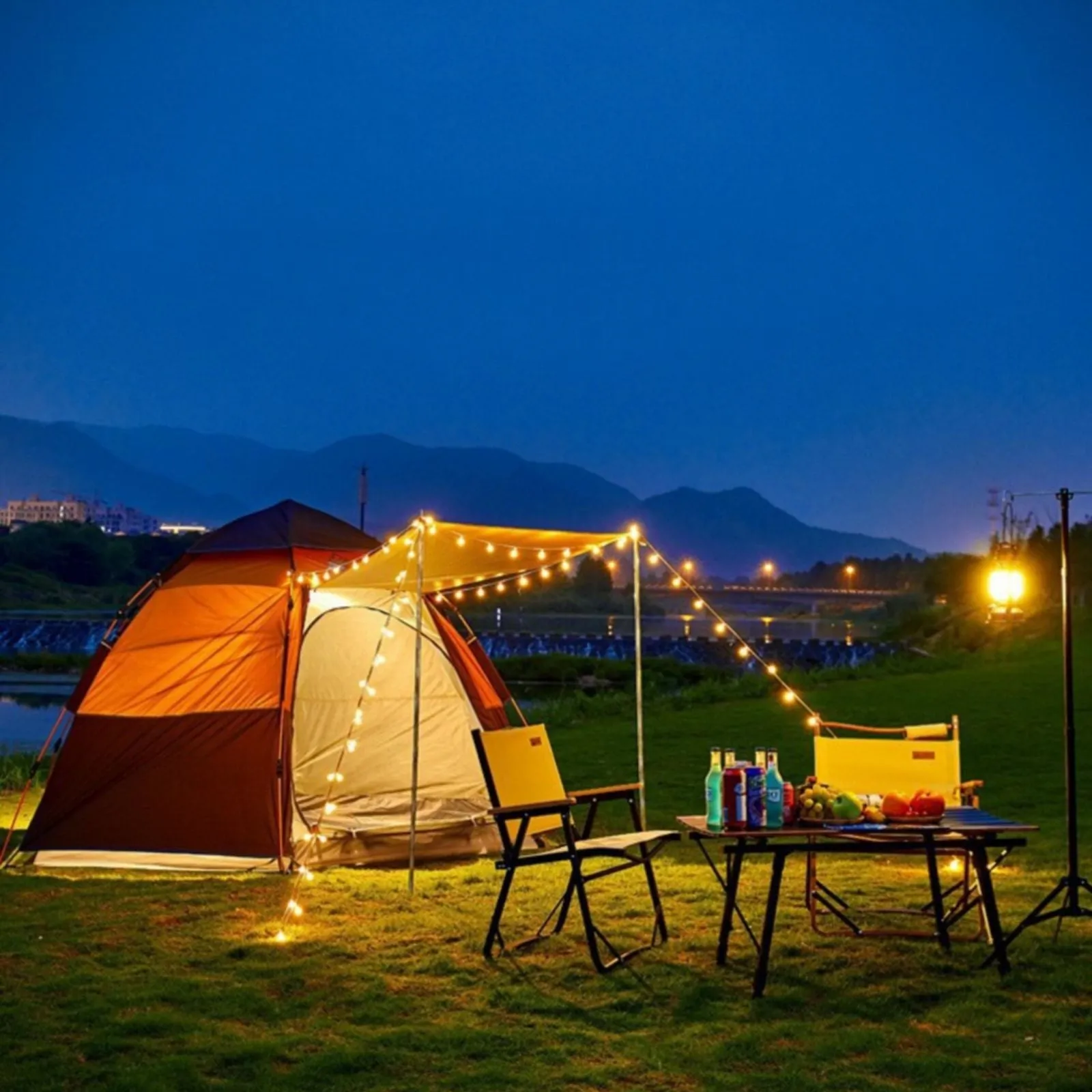 Waterproof Instant Camping Tent 4/5/6 Person Easy Quick Setup Dome Hexagonal Family Tents for Camping, Double Layer Flysheet Can be Used as Beach Shelter