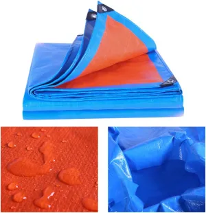 Waterproof Lightweight Tarpaulin Cover Ground Sheet Cover Heavy Duty Tarp Camping Sheet with Eyelets, for Canopy Tent Garden Pool Truck,Blue,2x3m (Blue 10x10m)