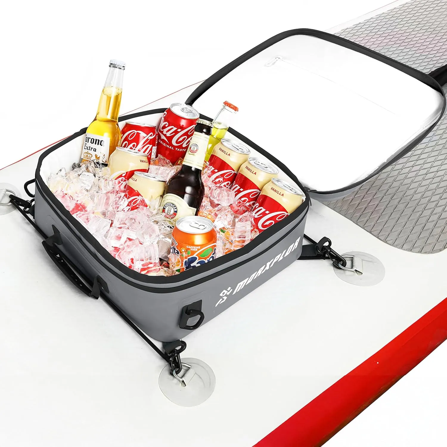 Waterproof PVC Paddleboard Cooler Deck Bag - 12 Can Soft Insulated Cooler for Paddleboarding, Camping, Kayaking