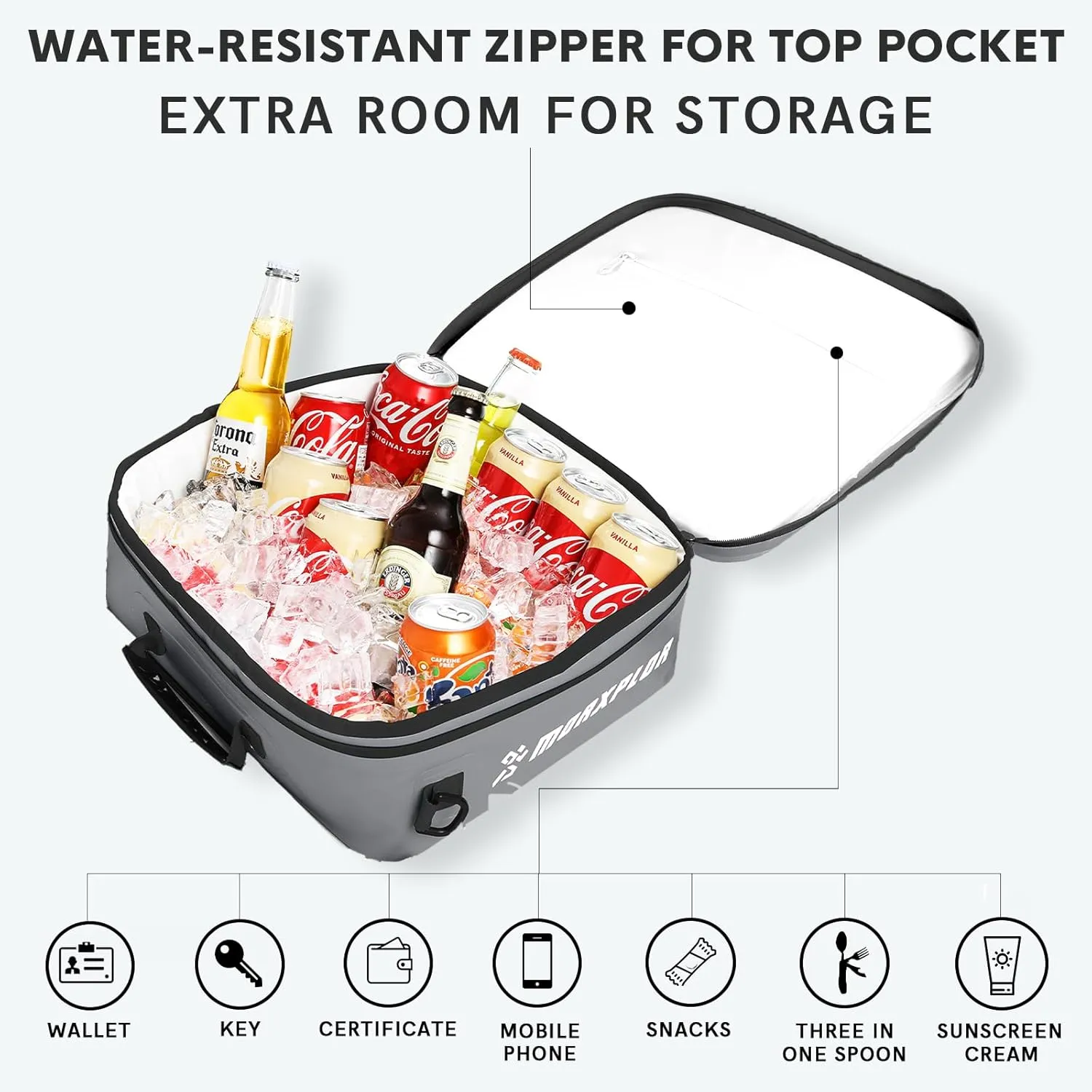 Waterproof PVC Paddleboard Cooler Deck Bag - 12 Can Soft Insulated Cooler for Paddleboarding, Camping, Kayaking