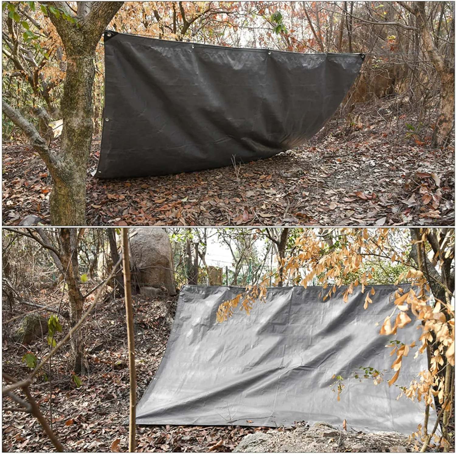 Waterproof Tarp with Metal Grommets, Shade Tarp for Camping, Picnic Mat, Emergency Rain Shelter, Outdoor Cover and Camping Use