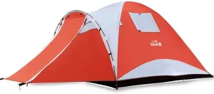 Waterproof Tourist Tents 4 Person Outdoor Camping Double Layer One Hall one Bedroom 3 Seasons Hiking Camping Family Tent (Red) (Red)