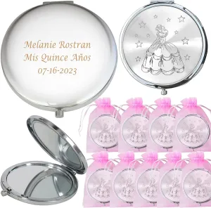 WE Mis Quince Años (12 PCS) Sweet 15, Sweet Sixteen, Quinceañera, Mis 15 Años Compact Mirror (Pink)