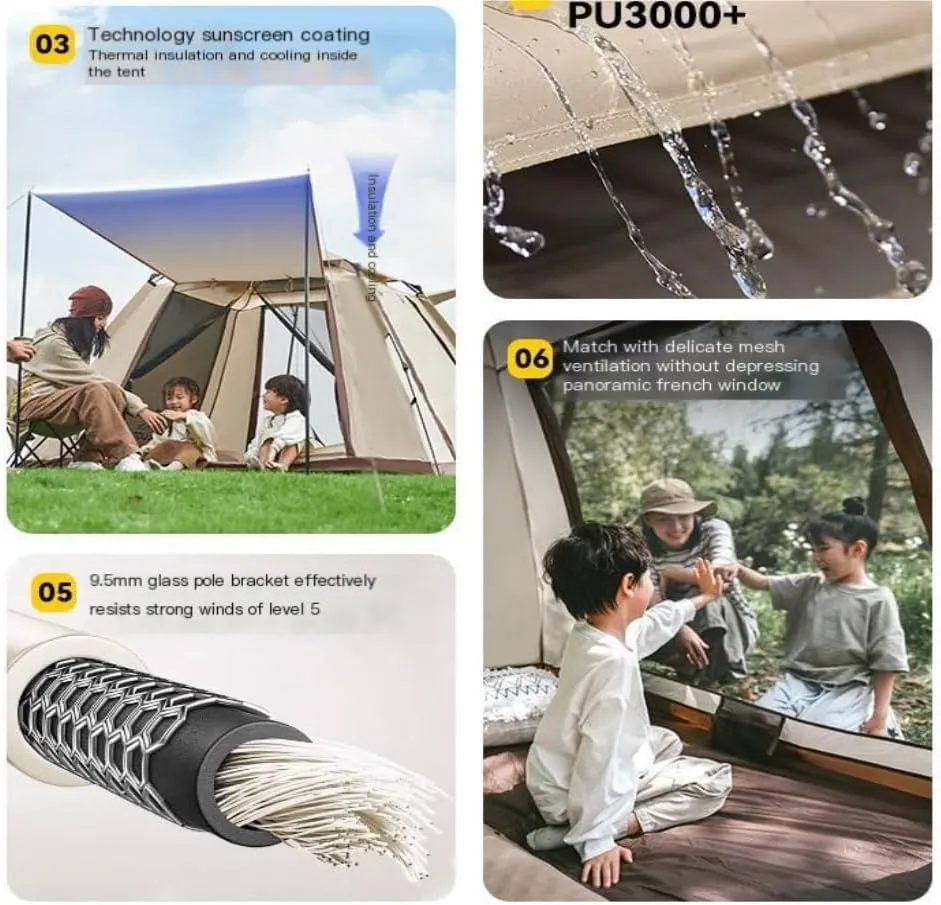 Weatherproof Tents Tent Outdoor Camping Windproof Tent Camping Fully Automatic Double Layer Tent Outdoor Portable Awning Camping and Hiking Tents