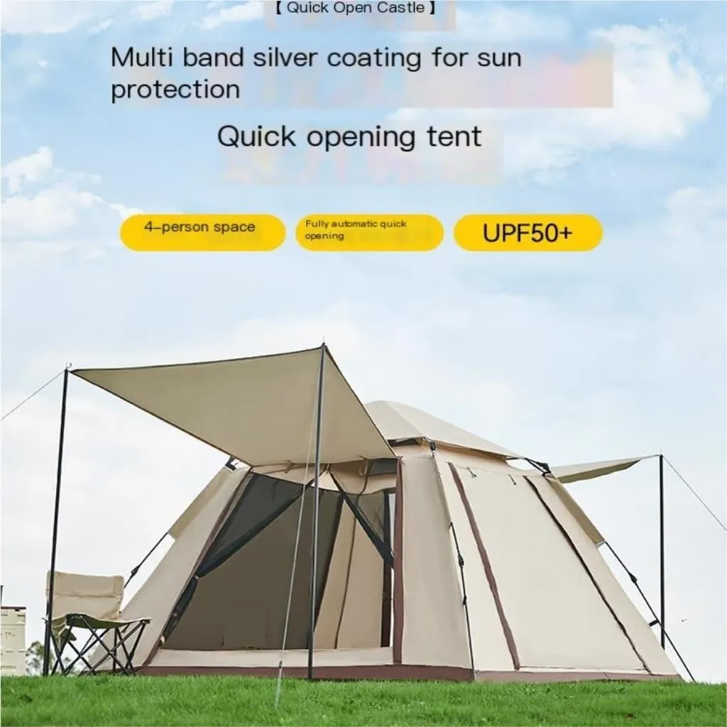 Weatherproof Tents Tent Outdoor Camping Windproof Tent Camping Fully Automatic Double Layer Tent Outdoor Portable Awning Camping and Hiking Tents