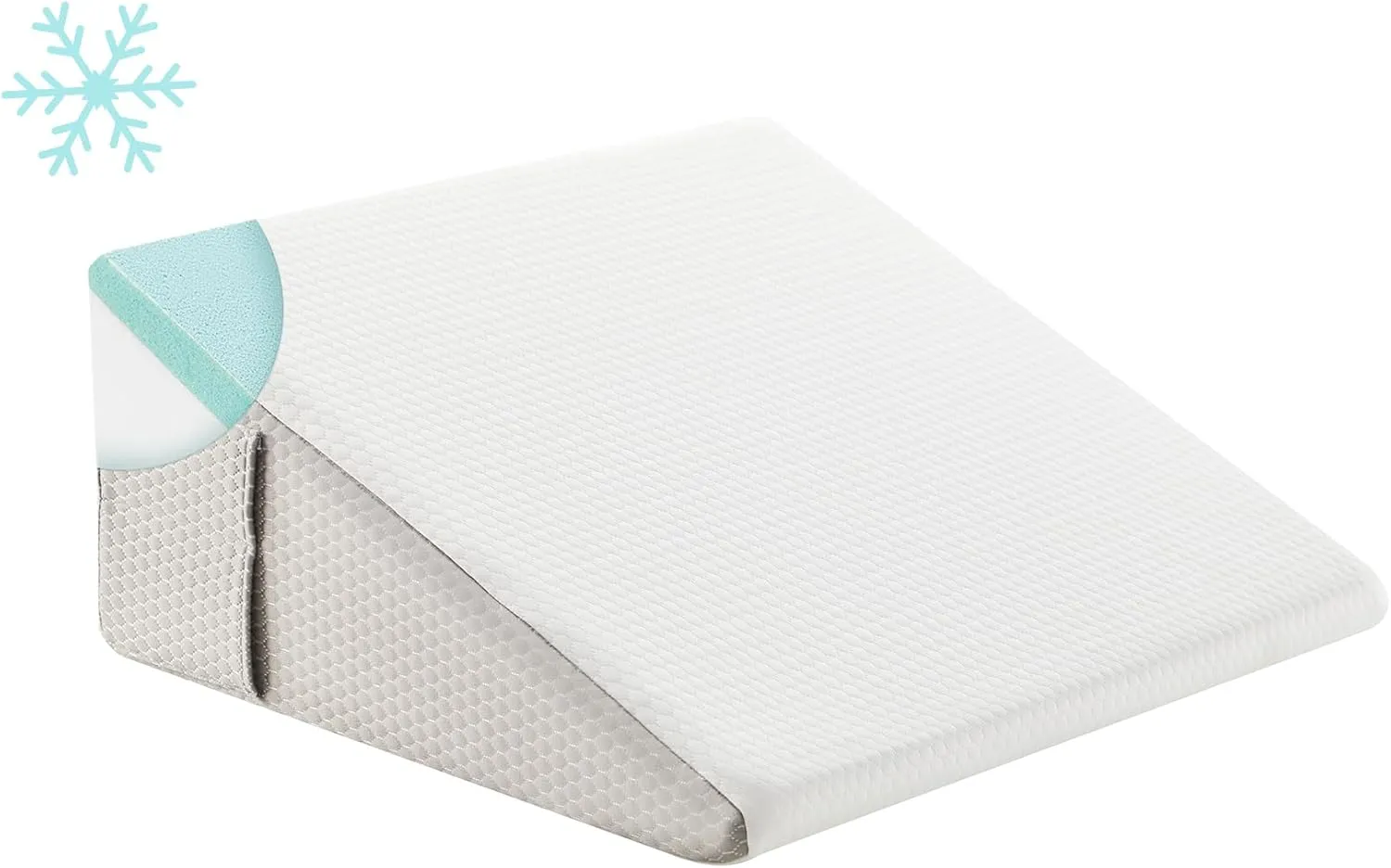 Wedge Pillow, 10 inch Bed Wedge Pillow for Headboard, Pillow Wedge for Acid Reflux Relief, Sleeping, Back Pain Relief, Snoring, Triangle Pillow Wedge - Cooling Memory Foam Top, White/Grey