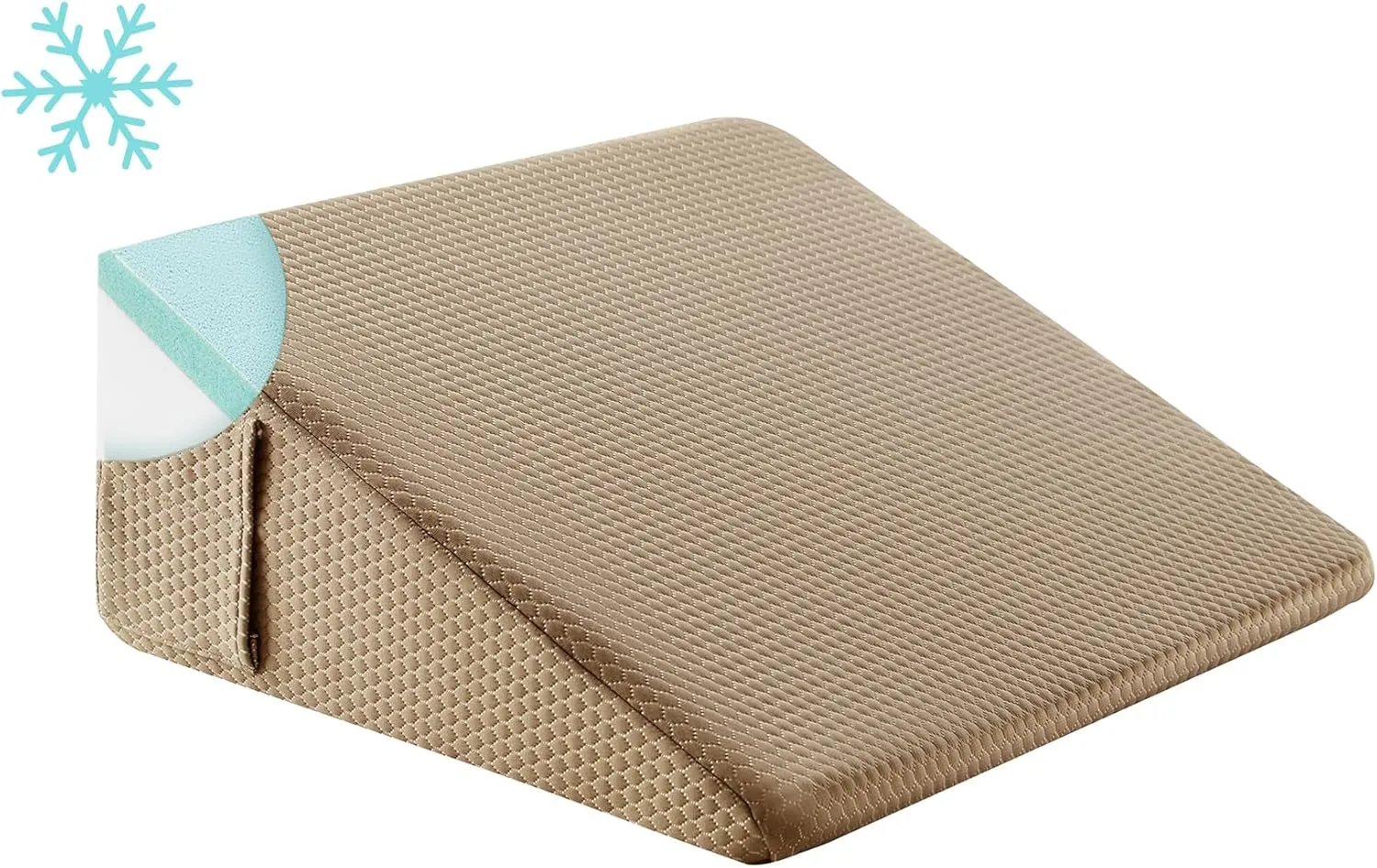 Wedge Pillow for Sleeping, 12 inch Elevated Support Bed Wedge Pillow, Breathable Triangle Pillow Wedge with Cooling Memory Foam Top - Removable Washable Cover, Coffee