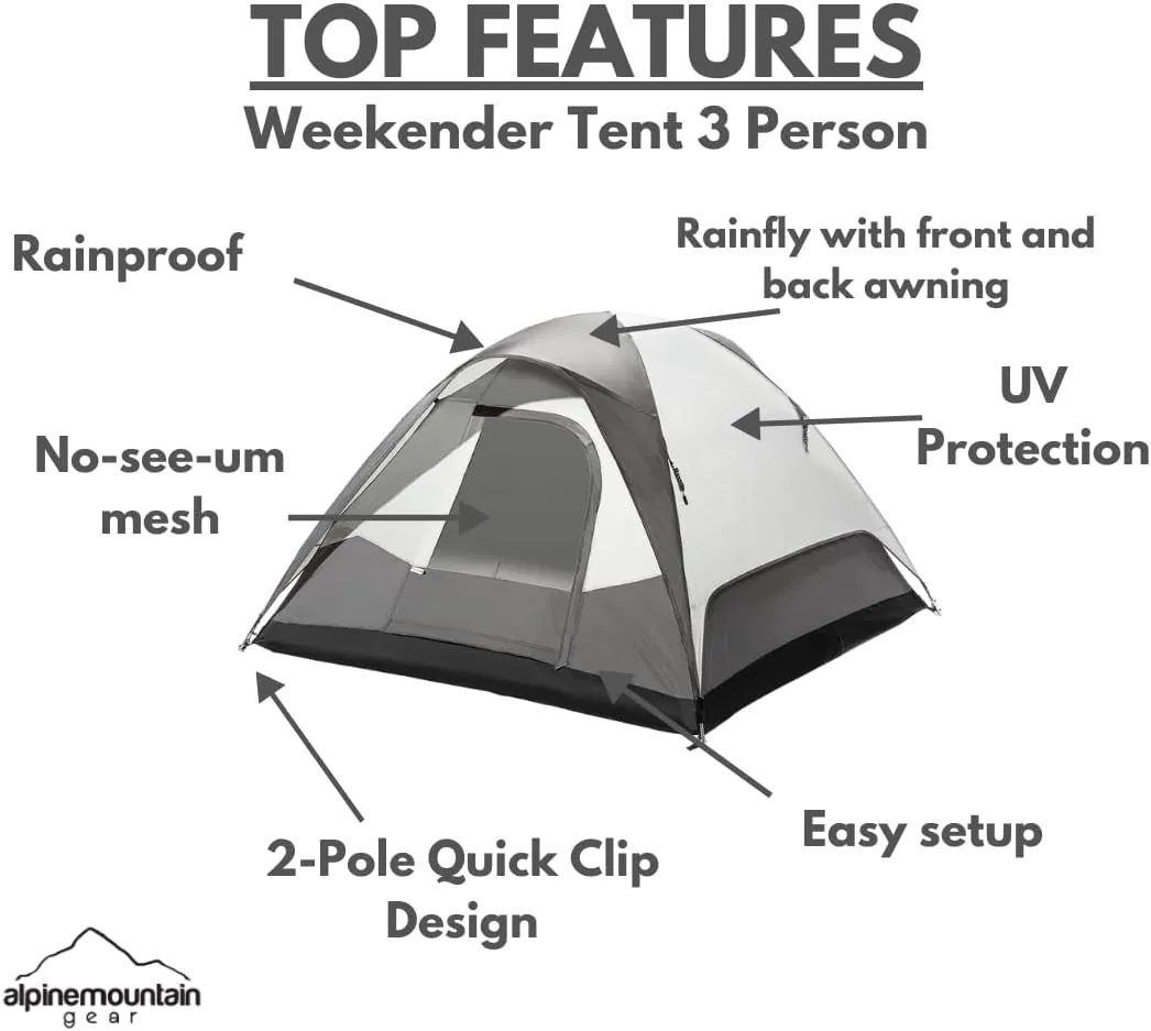 Weekender Family Camping Tent for 3/4/6 People - Quick Setup, Dome Tent for Camping/Backpacking by Caddis Sports