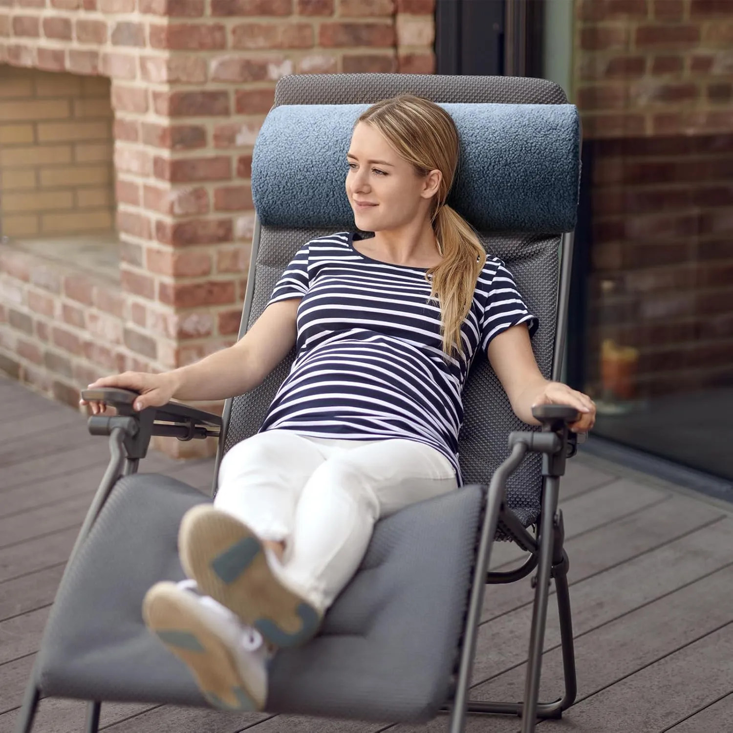 Wesiti Recliner Foot Pillow Cushion High Resilience Sherpa Memory Foam Bolster Sleeping Rest Multipurpose Half Roll Leg Pillow Suitable for Bed Chair Sofa Headrest Back Lumbar Leg Support(Haze Blue)