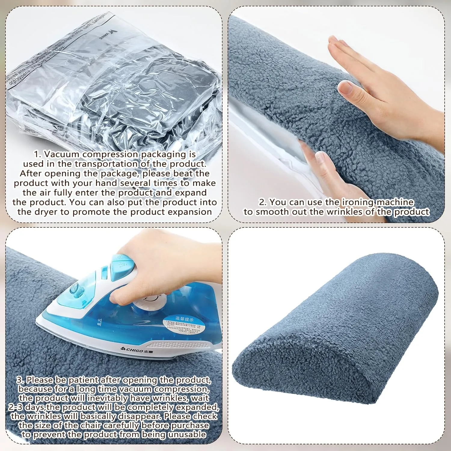 Wesiti Recliner Foot Pillow Cushion High Resilience Sherpa Memory Foam Bolster Sleeping Rest Multipurpose Half Roll Leg Pillow Suitable for Bed Chair Sofa Headrest Back Lumbar Leg Support(Haze Blue)