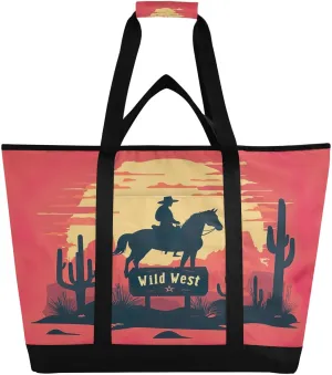 Western Cowboy Reusable Insulated Lunchbox Cooler Bag, Leakproof Kitchen Grocery Bag Collapsible Portable Cooler Tote Bag for Picnic, Camping, Office, Travel