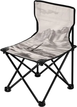 Western Desert (2) Portable Outdoor Folding Chair Anti-Slip Padded Oxford Cloth Stool Camping Chair Small for Beach Hiking Fishing Gardening Quad Camp Chair