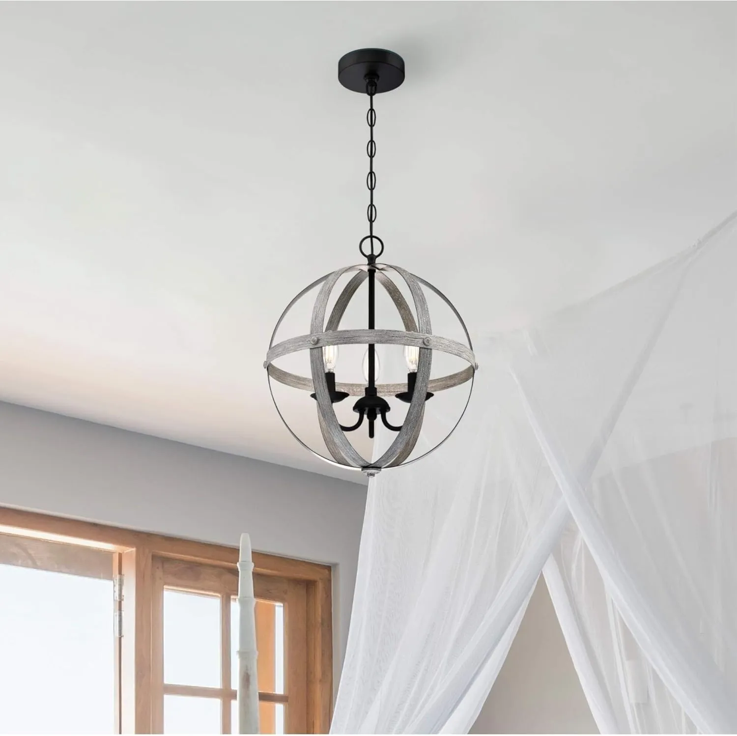 Westinghouse 6110400 Stella Mira Three-Light Pendant, Antique Ash