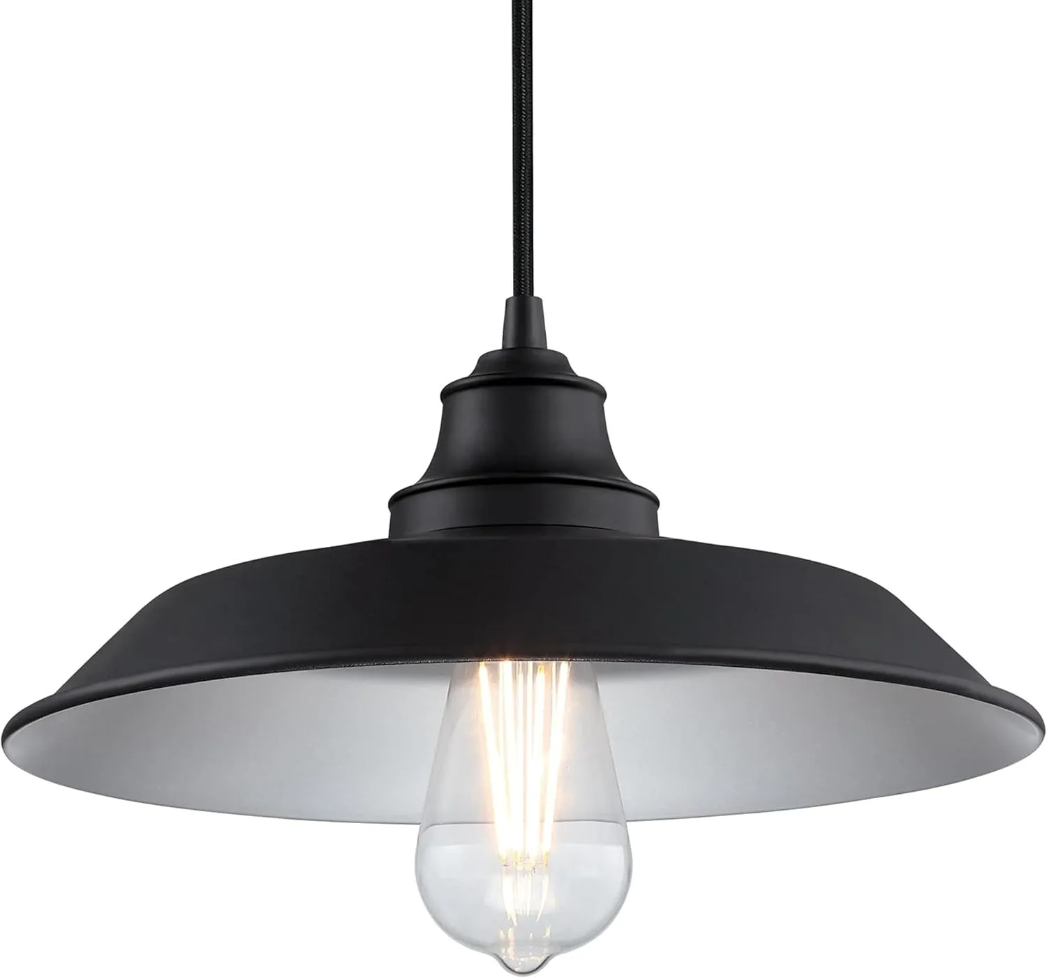 Westinghouse 6129300 Iron Hill Vintage-Style One Light Indoor Pulley Pendant, Matte Black Finish
