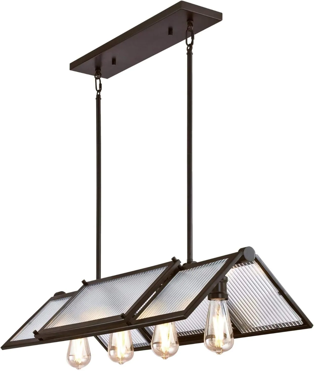 Westinghouse 6577200 Finn Four-Light Indoor Chandelier, Oil Rubbed Bronze Finish with Clear Ribbed Glass