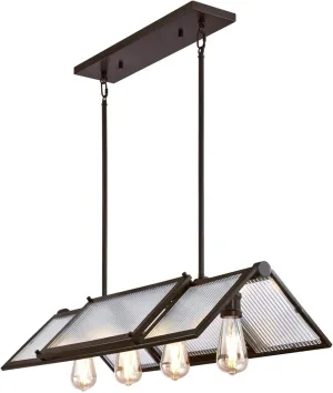 Westinghouse 6577200 Finn Four-Light Indoor Chandelier, Oil Rubbed Bronze Finish with Clear Ribbed Glass
