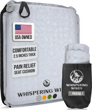 Whispering Winds Inflatable Seat Cushion – Comfortable Blow-up Foam Pad for Airplane, Travel, Stadium, Camping & Car