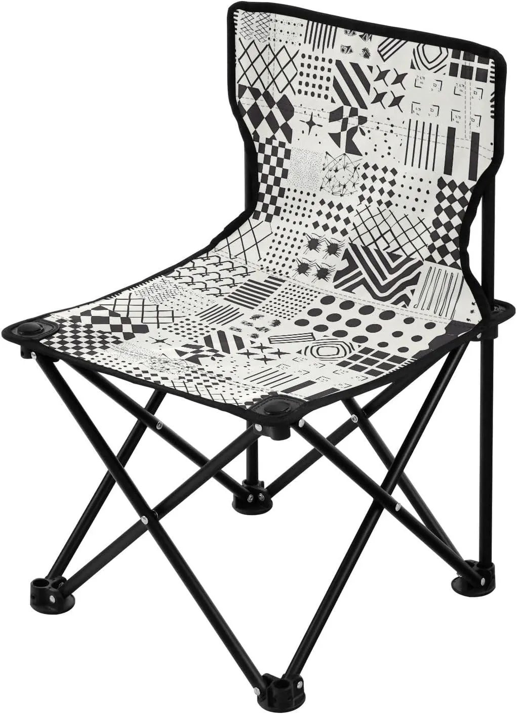 White Background with A Variety Of Geometric Patterns in It Folding Heavy Duty Camping Chairs Ultralight Folding Backpack Chair Carry Bag Included Hiking Chairs Backpacking Ultralight for Camp Sports
