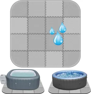 Winceed 85 inch Hot Tub Mat, 9mm Thickness Inflatable Hot Tub Protective Pad Outdoor Indoor, Absorbent Spa Pool Flooring Protector Pad, EVA Foam Padding for Portable Round/Square Hot Tubs (Grey)
