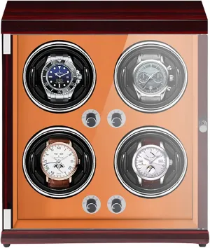 Winding Box Watch Winders - 4-Position Rechargeable Watch Shaker Mechanical Watch Winder Vertical Automatic Watch Winding Box with Light-Sensitive Led Light Qui