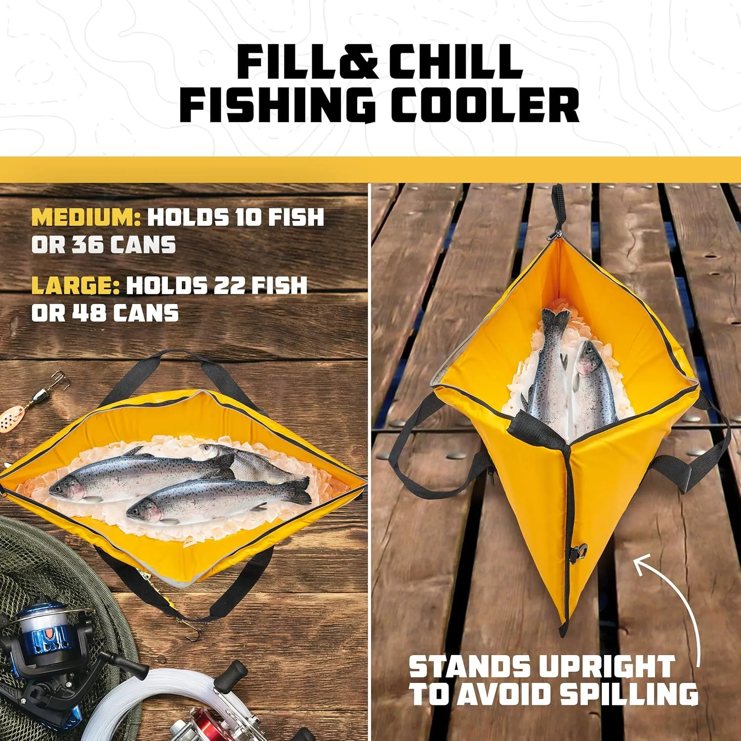 Wise Owl Outfitters Insulated Fish Bag - 40x16 or 68x24 Inch Leakproof Fish Cooler Bag w/Carry Handle - Portable Ice Chest Stores Fish, Food, Beverages for Fishing, Camping, Kayak