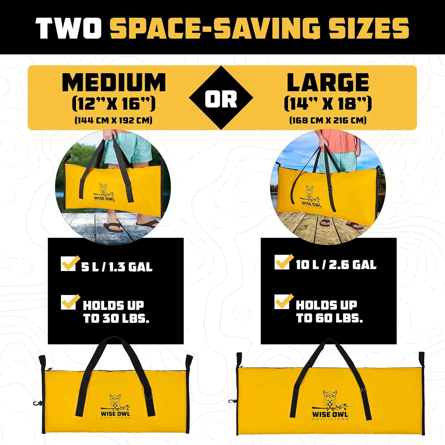 Wise Owl Outfitters Insulated Fish Bag - 40x16 or 68x24 Inch Leakproof Fish Cooler Bag w/Carry Handle - Portable Ice Chest Stores Fish, Food, Beverages for Fishing, Camping, Kayak
