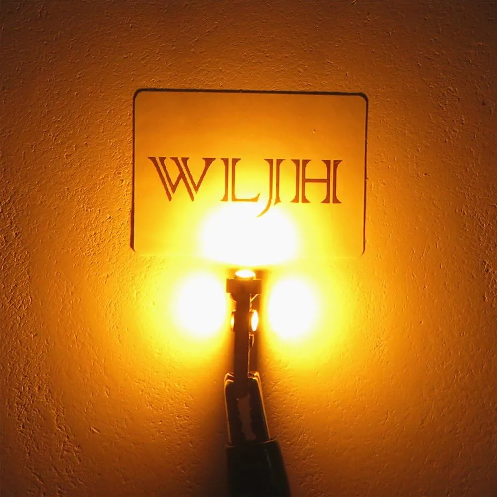 WLJH 10 Pack Yellow Canbus T5 Led Bulb 2721 37 74 Wedge Lamp PC74 Twist Sockets Dash Dashboard Lights Instrument Panel Cluster Leds Replacement