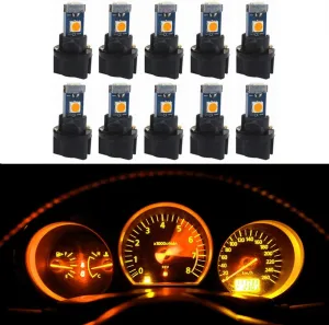 WLJH 10 Pack Yellow Canbus T5 Led Bulb 2721 37 74 Wedge Lamp PC74 Twist Sockets Dash Dashboard Lights Instrument Panel Cluster Leds Replacement