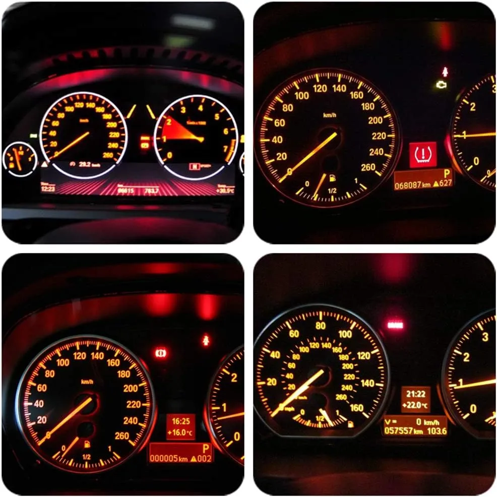 WLJH 10 Pack Yellow Canbus T5 Led Bulb 2721 37 74 Wedge Lamp PC74 Twist Sockets Dash Dashboard Lights Instrument Panel Cluster Leds Replacement