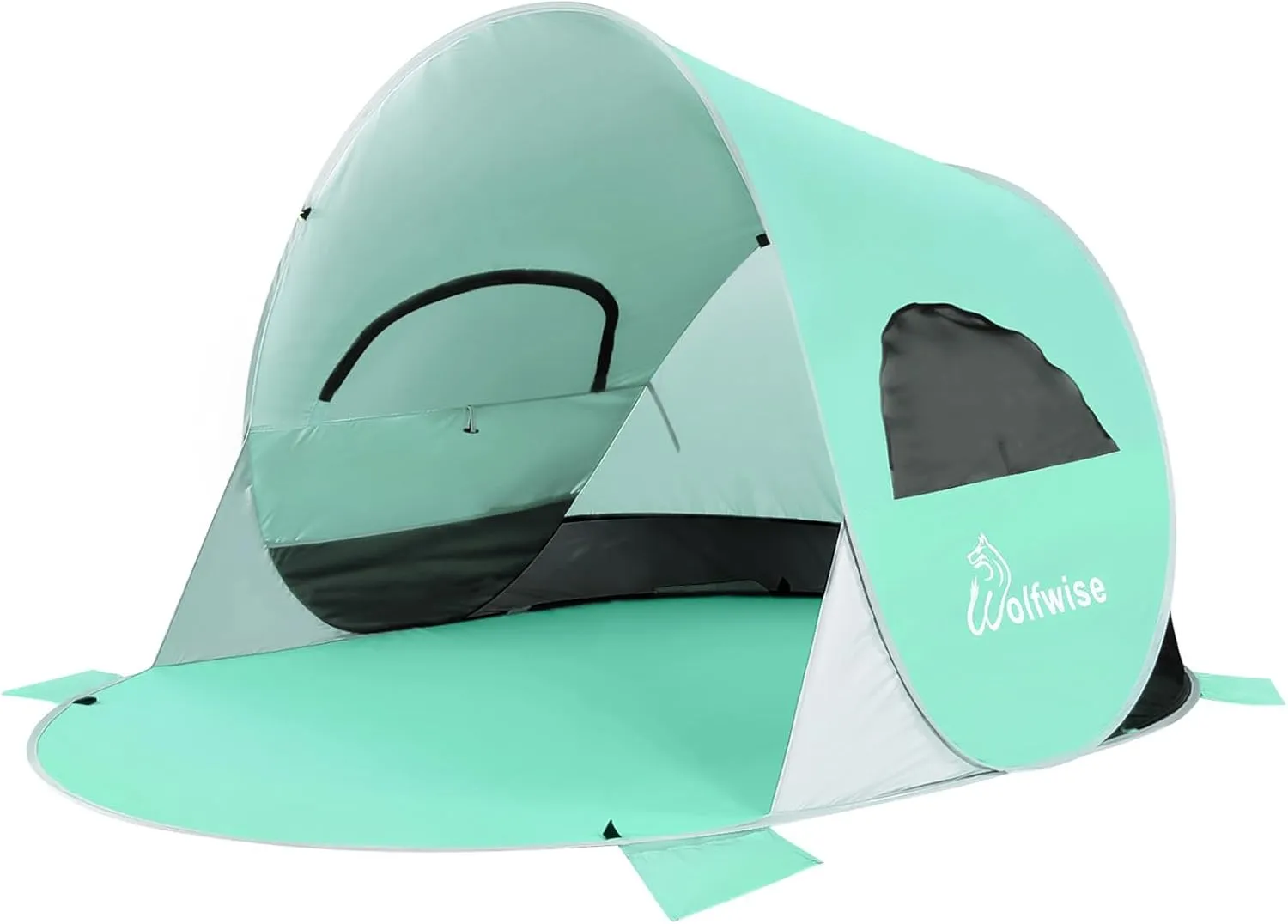 WolfWise UPF 50  Easy Pop Up 3-4 Person Beach Tent Sport Umbrella Instant Sun Shelter Tent Sun Shade Canopy, Mint Green