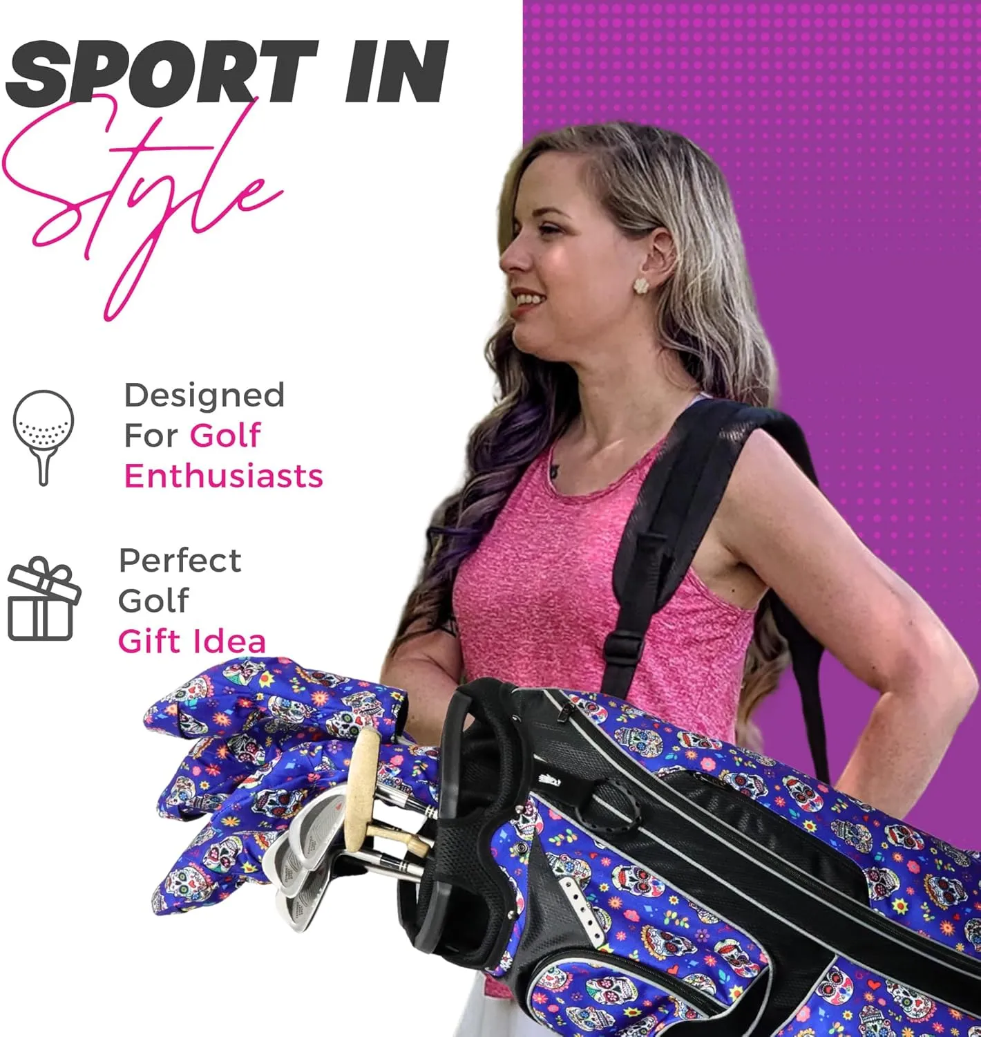 Women’s Golf Cart Bag – Taboo Fashions Resort Collection Lightweight 14-Way Ladies Bag with Cooler, Rain Hood, 7 Zippered Pockets, Tee Holder & More