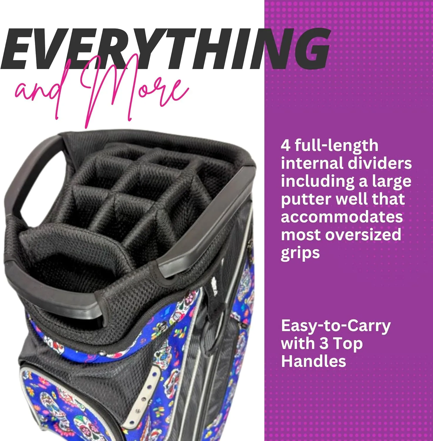 Women’s Golf Cart Bag – Taboo Fashions Resort Collection Lightweight 14-Way Ladies Bag with Cooler, Rain Hood, 7 Zippered Pockets, Tee Holder & More