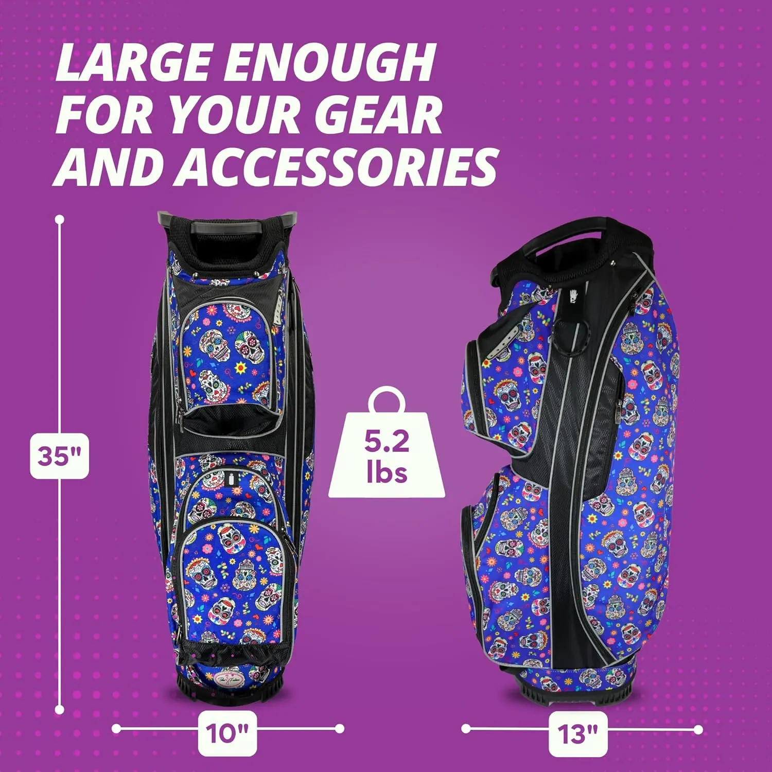 Women’s Golf Cart Bag – Taboo Fashions Resort Collection Lightweight 14-Way Ladies Bag with Cooler, Rain Hood, 7 Zippered Pockets, Tee Holder & More
