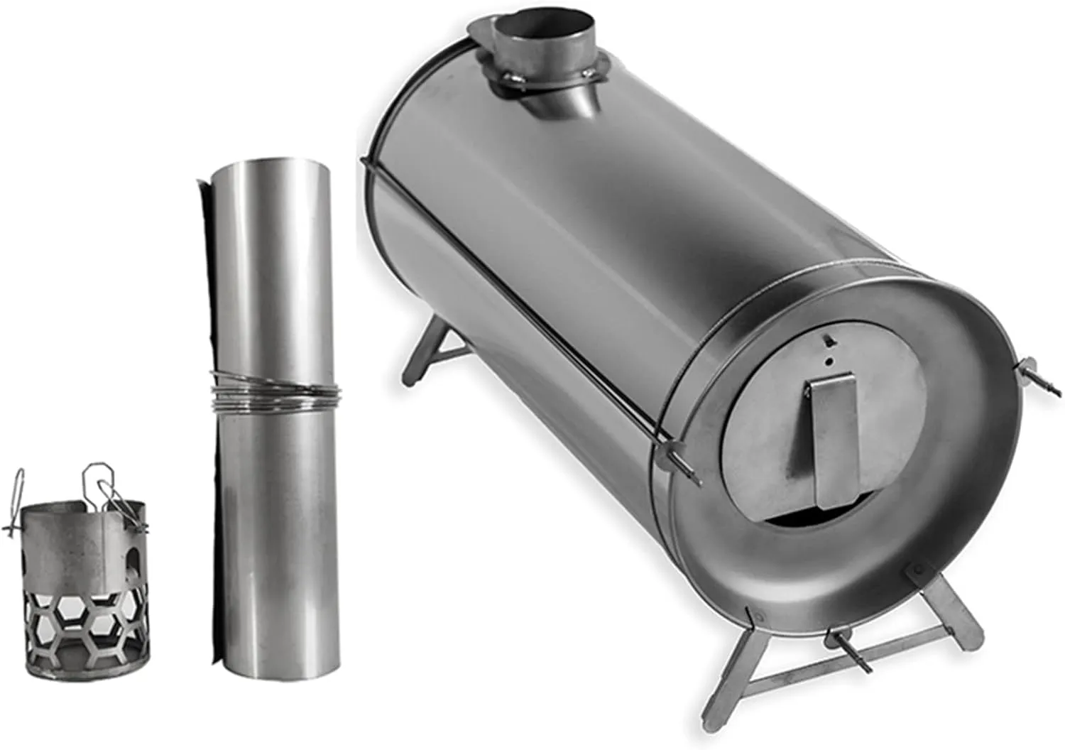Wood Burning Camp Stove, Portable Wood Burning Stove with Chimney Pipe for Tent, Shelter, Camping Heating and Cooking