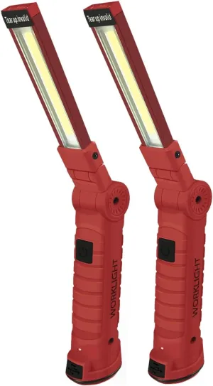 Working Light Portable, Rechargeable Work Lights with Magnetic Base Hanging Hook,360° Rotate 5 Modes,COB LED 800 Lumens Foldable Inspection Light for Car Repair, Grill and Outdoor Use(2pack)